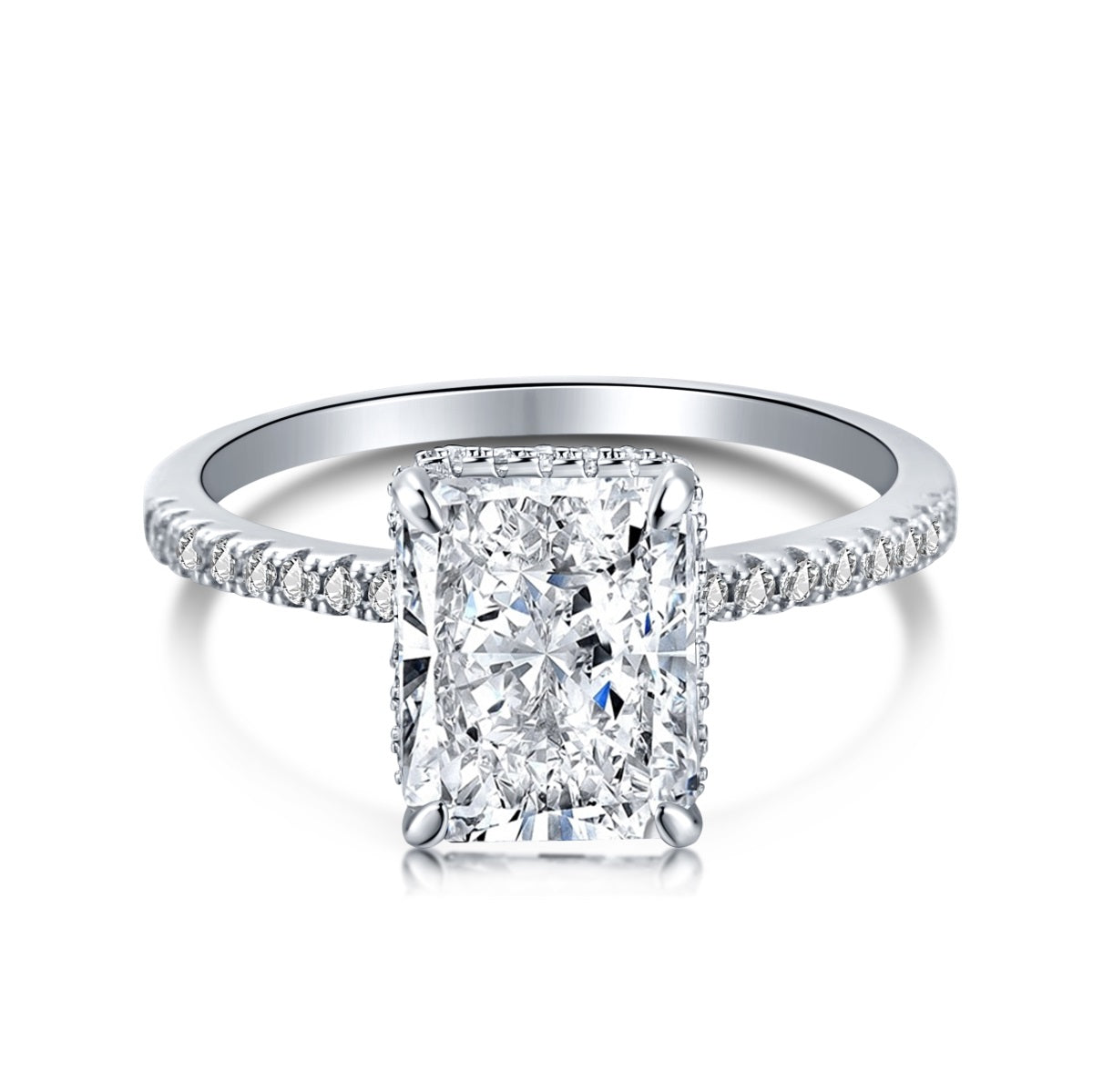 Alaia 4CT Radiant Cut Sterling Silver Ring